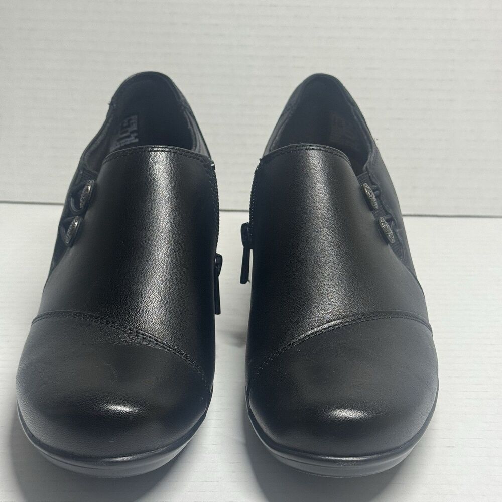 Clarks Size 8.5 M Black Emslie Warren Side Zip Loafer Bootie Witchy Preppy - Picture 7 of 13